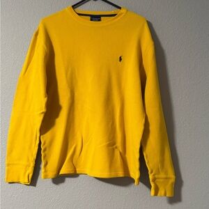 Polo Ralph Lauren Yellow and Blue Waffle Knit Thermal Long Sleeve - Men’s Large